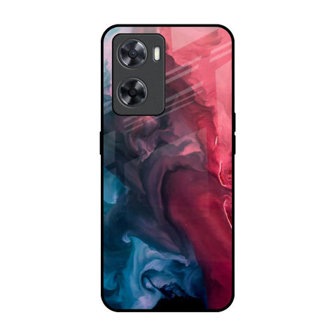 Blue & Red Smoke OPPO A77s Glass Back Cover Online