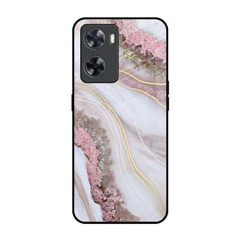 Pink & Gold Gllitter Marble OPPO A77s Glass Back Cover Online