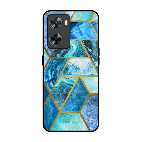 Turquoise Geometrical Marble OPPO A77s Glass Back Cover Online