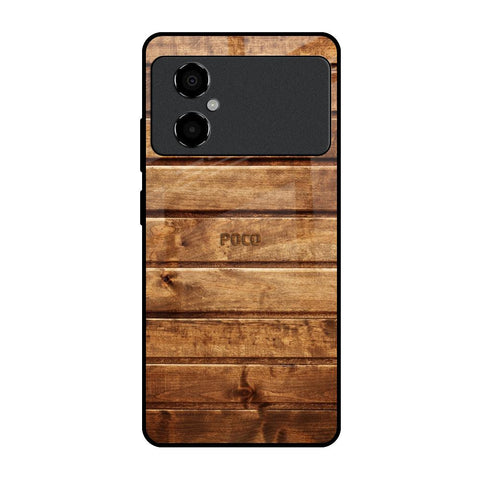 Wooden Planks Poco M4 5G Glass Back Cover Online