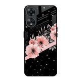 Floral Black Band Oppo A78 5G Glass Back Cover Online