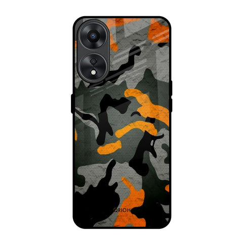 Camouflage Orange Oppo A78 5G Glass Back Cover Online