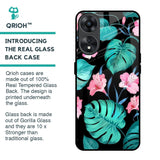 Tropical Leaves & Pink Flowers Glass Case for Oppo A78 5G