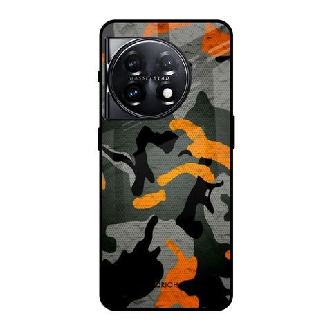 Camouflage Orange OnePlus 11 5G Glass Back Cover Online