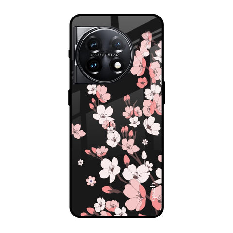 Black Cherry Blossom OnePlus 11 5G Glass Back Cover Online