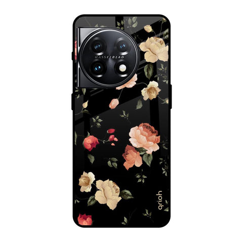 Black Spring Floral OnePlus 11 5G Glass Back Cover Online