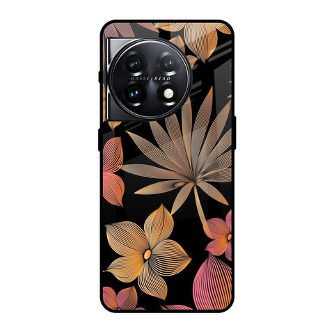 Lines Pattern Flowers OnePlus 11 5G Glass Back Cover Online