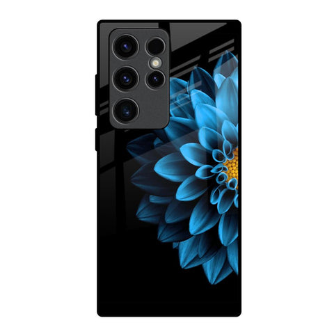 Half Blue Flower Samsung Galaxy S23 Ultra 5G Glass Back Cover Online