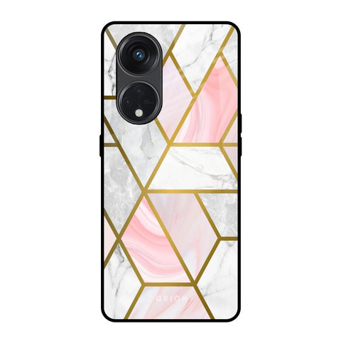 Geometrical Marble Oppo Reno8T 5G Glass Back Cover Online