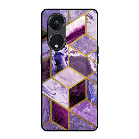 Purple Rhombus Marble Oppo Reno8T 5G Glass Back Cover Online