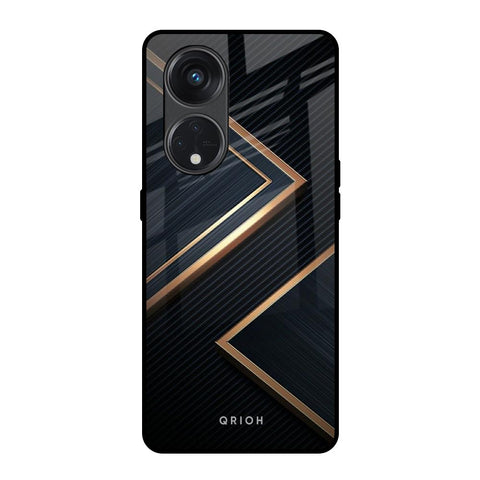 Sleek Golden & Navy Oppo Reno8T 5G Glass Back Cover Online