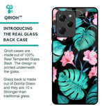 Tropical Leaves & Pink Flowers Glass Case for Poco X5 Pro 5G