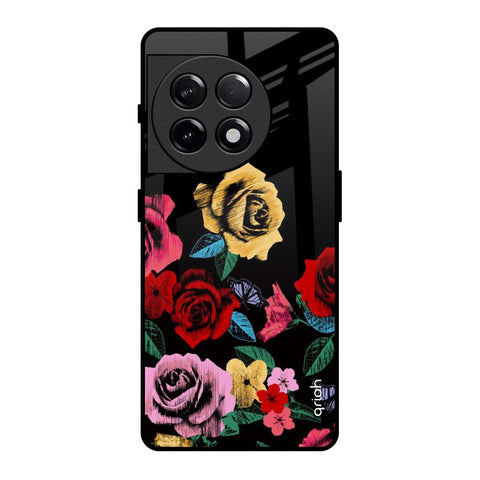 Floral Decorative OnePlus 11R 5G Glass Back Cover Online