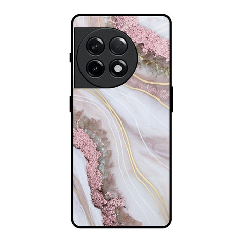 Pink & Gold Gllitter Marble OnePlus 11R 5G Glass Back Cover Online