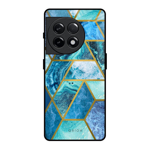Turquoise Geometrical Marble OnePlus 11R 5G Glass Back Cover Online