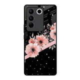 Floral Black Band Vivo V27 5G Glass Back Cover Online