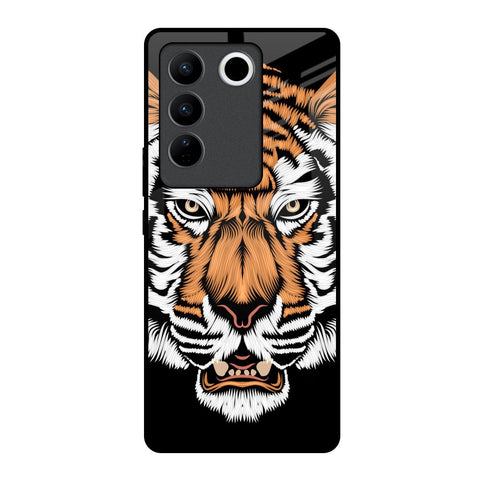 Angry Tiger Vivo V27 5G Glass Back Cover Online