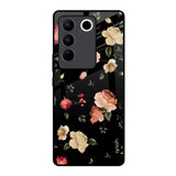 Black Spring Floral Vivo V27 5G Glass Back Cover Online