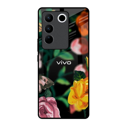 Flowers & Butterfly Vivo V27 5G Glass Back Cover Online