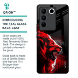 Red Angry Lion Glass Case for Vivo V27 5G