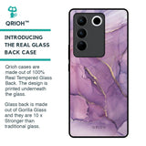 Purple Gold Marble Glass Case for Vivo V27 5G