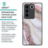 Pink & Gold Gllitter Marble Glass Case for Vivo V27 5G