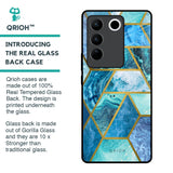 Turquoise Geometrical Marble Glass Case for Vivo V27 5G