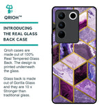 Purple Rhombus Marble Glass Case for Vivo V27 5G