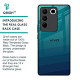Green Triangle Pattern Glass Case for Vivo V27 5G