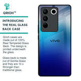 Blue Rhombus Pattern Glass Case for Vivo V27 5G