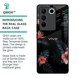 Tropical Art Flower Glass Case for Vivo V27 5G