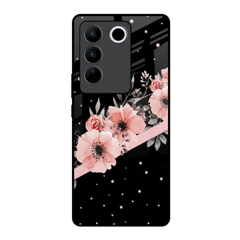 Floral Black Band Vivo V27 Pro 5G Glass Back Cover Online