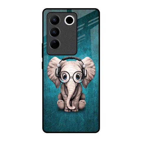 Adorable Baby Elephant Vivo V27 Pro 5G Glass Back Cover Online