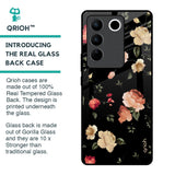 Black Spring Floral Glass Case for Vivo V27 Pro 5G