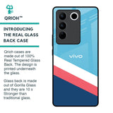 Pink & White Stripes Glass Case For Vivo V27 Pro 5G