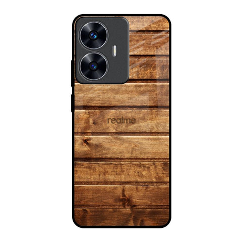 Wooden Planks Realme C55 Glass Back Cover Online