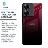 Wine Red Glass Case For Realme C55