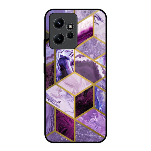 Purple Rhombus Marble Redmi Note 12 Glass Back Cover Online
