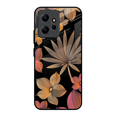 Lines Pattern Flowers Redmi Note 12 Glass Back Cover Online