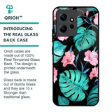 Tropical Leaves & Pink Flowers Glass Case for Redmi Note 12