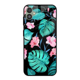 Tropical Leaves & Pink Flowers Samsung Galaxy F14 5G Glass Back Cover Online