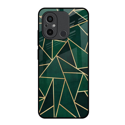 Abstract Green Redmi 12C Glass Back Cover Online