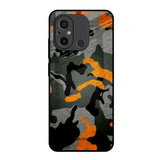 Camouflage Orange Redmi 12C Glass Back Cover Online