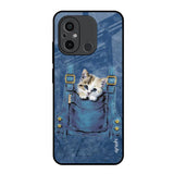 Kitty In Pocket Redmi 12C Glass Back Cover Online