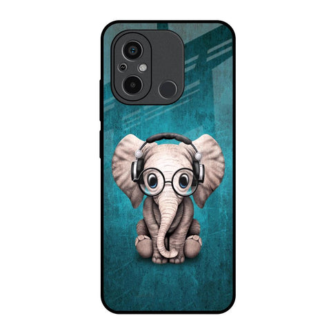 Adorable Baby Elephant Redmi 12C Glass Back Cover Online