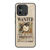 Luffy Wanted Redmi 12C Glass Back Cover Online