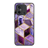 Purple Rhombus Marble Redmi 12C Glass Back Cover Online