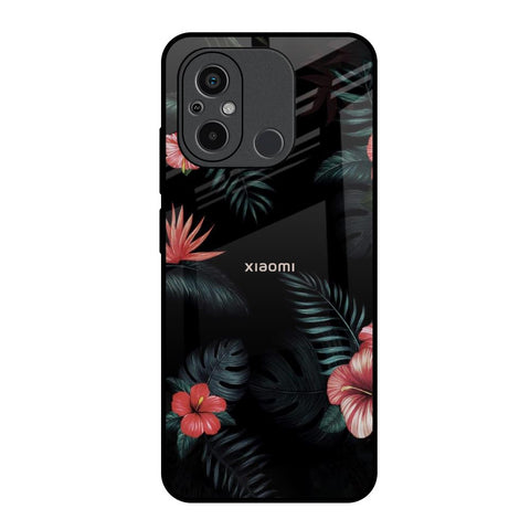 Tropical Art Flower Redmi 12C Glass Back Cover Online