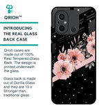 Floral Black Band Glass Case For Redmi 12C