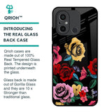 Floral Decorative Glass Case For Redmi 12C